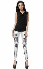 Black Human Skeleton Print Spandex Leggings